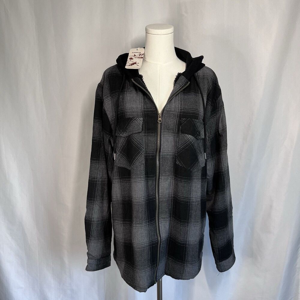 FlannelGo Women’s Size L Black Grey